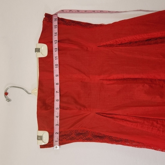 Moulinette Soeurs Anthropologie Women's Red Strapless A-Line Lace Trim Dress 4/6 - Picture 11 of 12